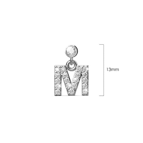 Solid 925 Sterling Silver Initial Crystal Personalised Alphabet Letter Earrings